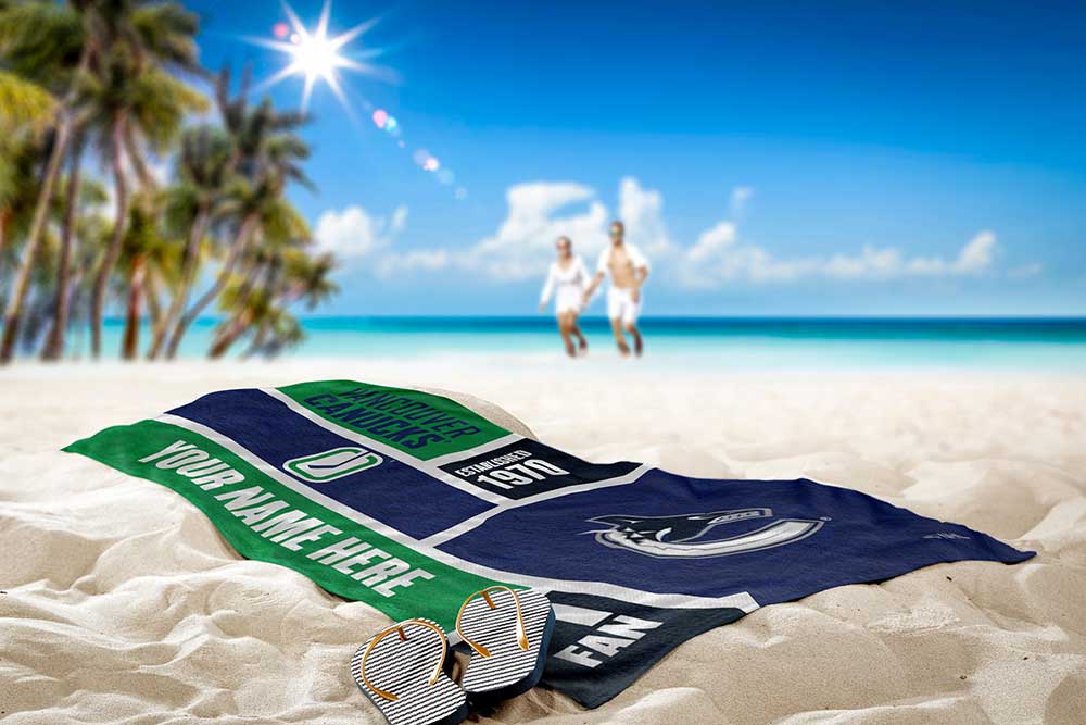 NHL Vancouver Canucks Colorblock Personalized Beach Towel 30x60 Inches