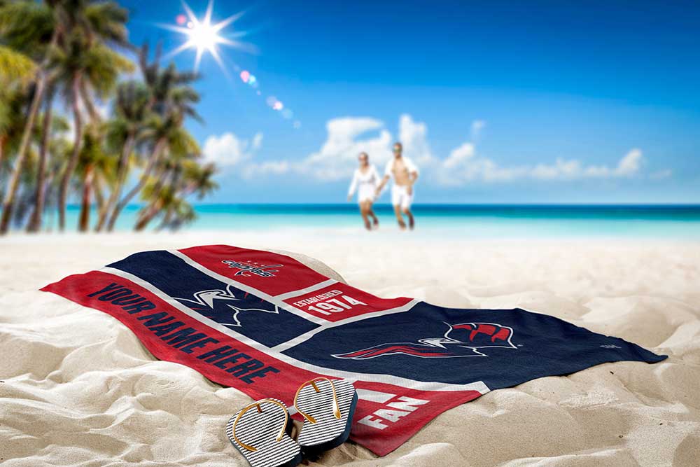 NHL Washington Capitals Colorblock Personalized Beach Towel 30x60 Inches
