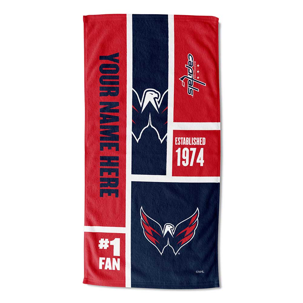 NHL Washington Capitals Colorblock Personalized Beach Towel 30x60 Inches