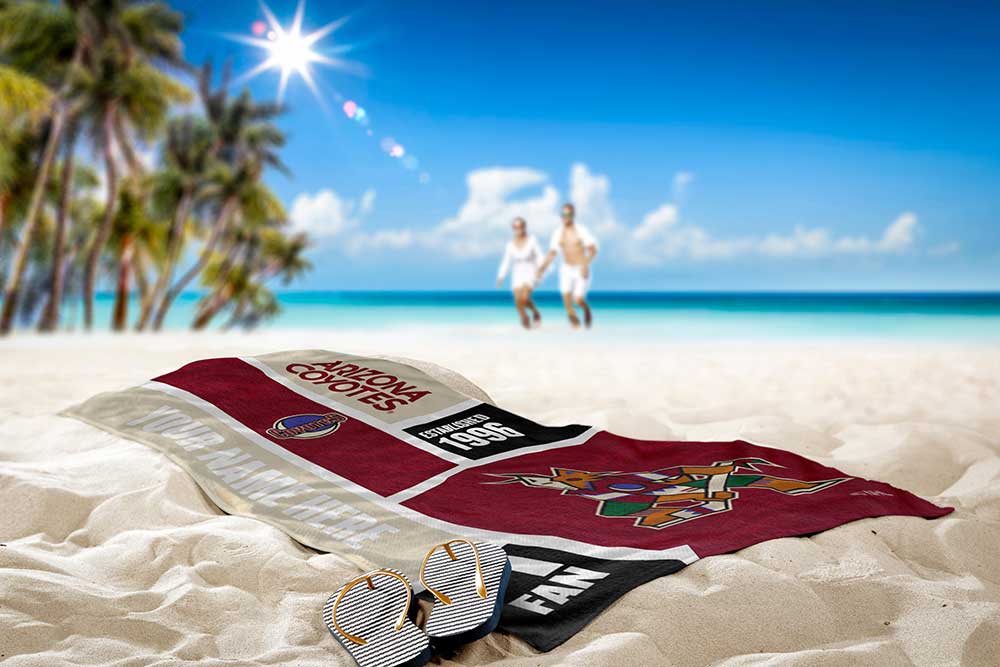 NHL Arizona Coyotes Colorblock Personalized Beach Towel 30x60 Inches