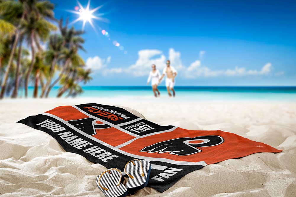NHL Philadelphia Flyers Colorblock Personalized Beach Towel 30x60 Inches