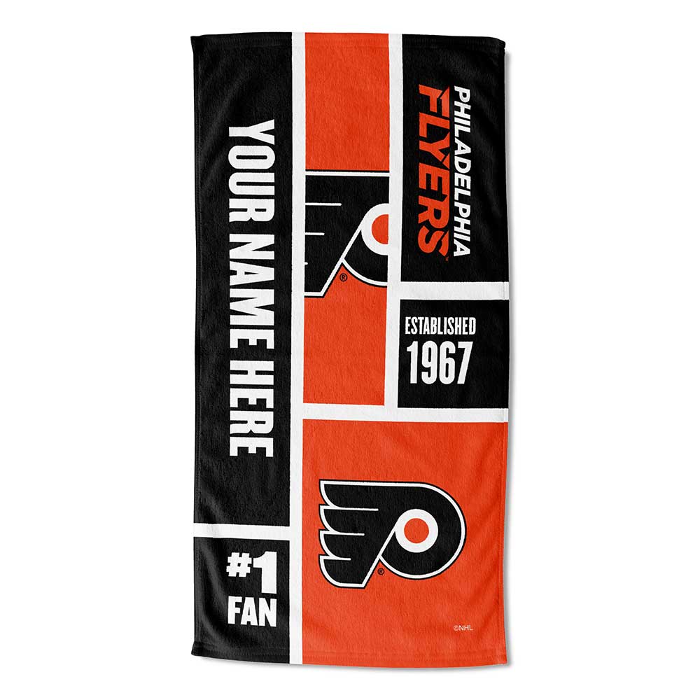 NHL Philadelphia Flyers Colorblock Personalized Beach Towel 30x60 Inches