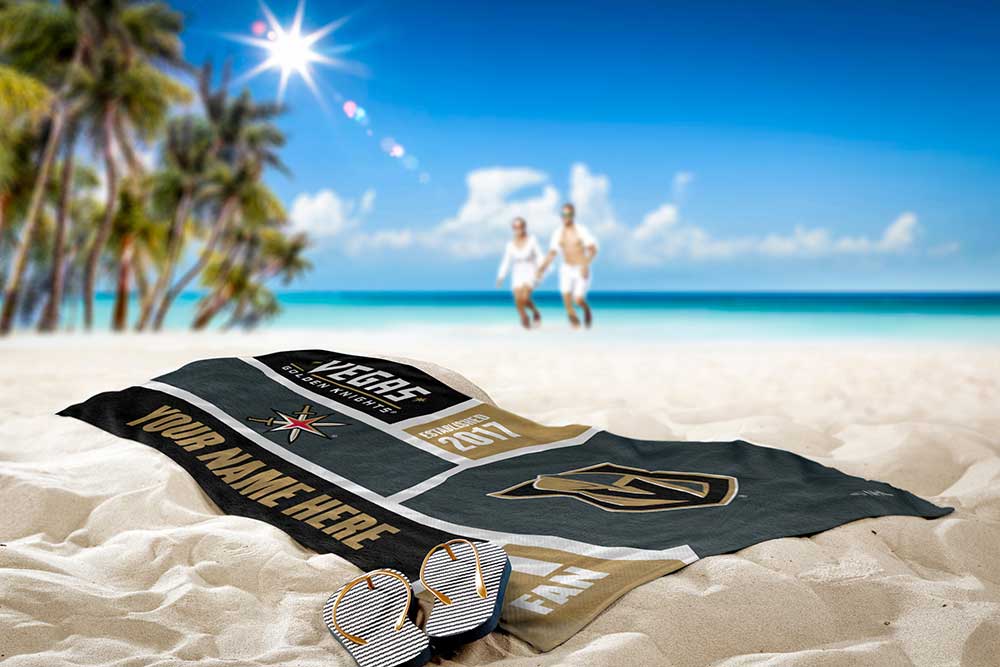 NHL Vegas Golden Knights Colorblock Personalized Beach Towel 30x60 Inches