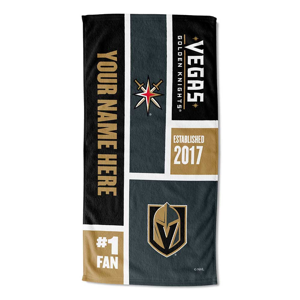NHL Vegas Golden Knights Colorblock Personalized Beach Towel 30x60 Inches