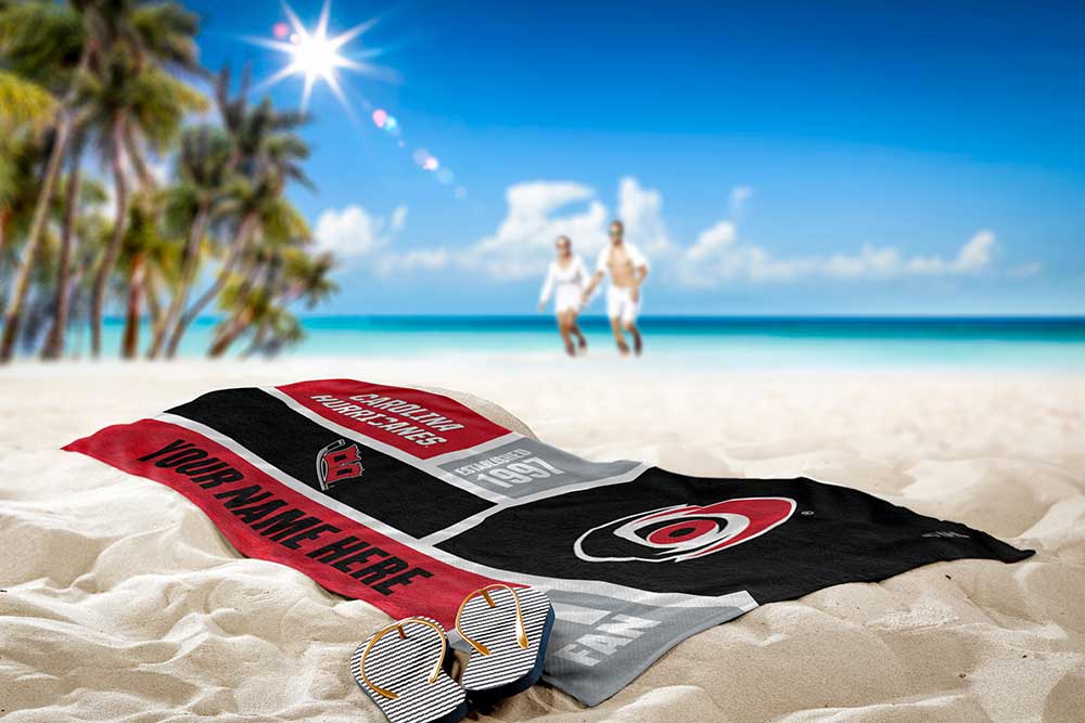 NHL Carolina Hurricanes Colorblock Personalized Beach Towel 30x60 Inches
