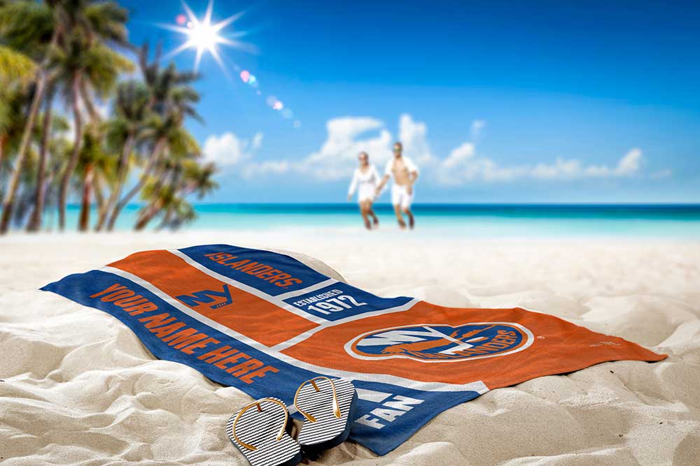 NHL New York Islanders Colorblock Personalized Beach Towel 30x60 Inches