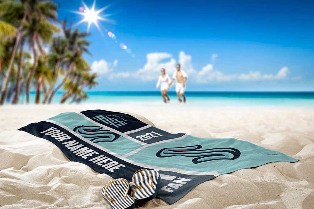 NHL Seattle Kraken Colorblock Personalized Beach Towel 30x60 Inches