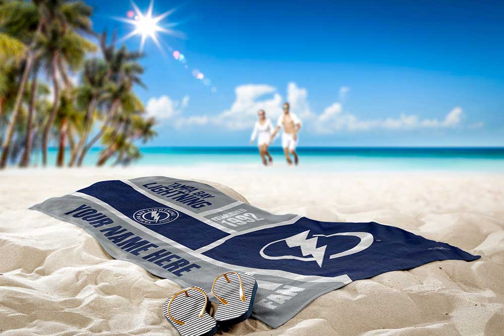 NHL Tampa Bay Lightning Colorblock Personalized Beach Towel 30x60 Inches
