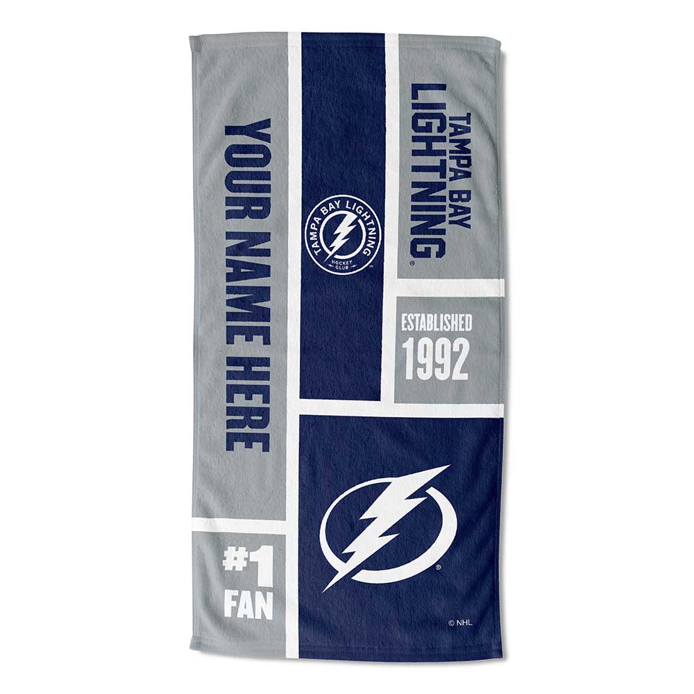 NHL Tampa Bay Lightning Colorblock Personalized Beach Towel 30x60 Inches