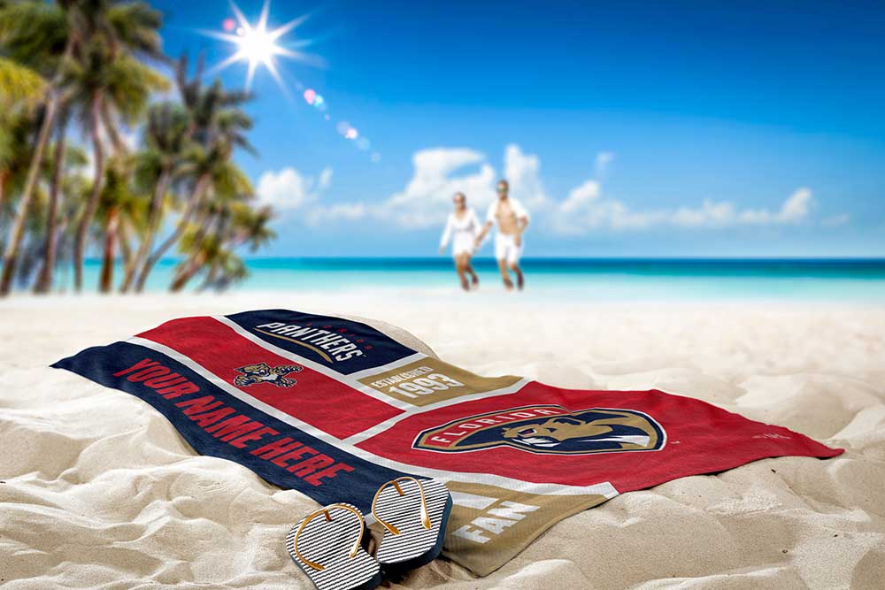 NHL Florida Panthers Colorblock Personalized Beach Towel 30x60 Inches