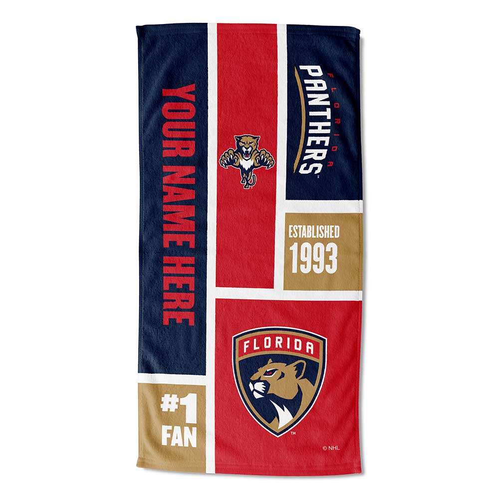 NHL Florida Panthers Colorblock Personalized Beach Towel 30x60 Inches