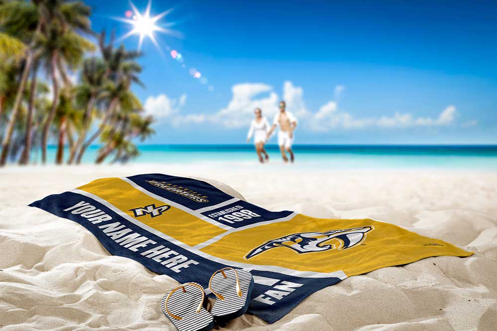 NHL Nashville Predators Colorblock Personalized Beach Towel 30x60 Inches
