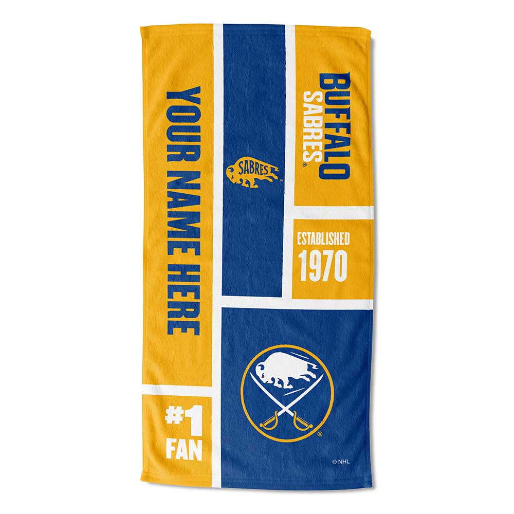 NHL Buffalo Sabres Colorblock Personalized Beach Towel 30x60 Inches