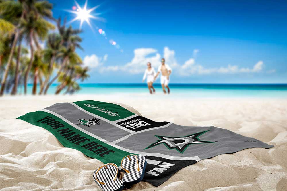 NHL Dallas Stars Colorblock Personalized Beach Towel 30x60 Inches