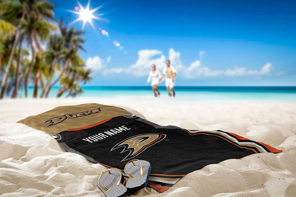 NHL Anaheim Ducks Personalized Jersey Beach Towel 30x60 Inches