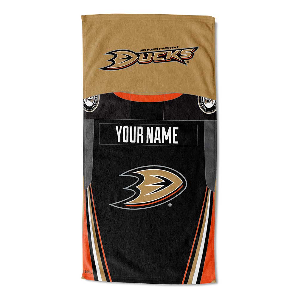 NHL Anaheim Ducks Personalized Jersey Beach Towel 30x60 Inches