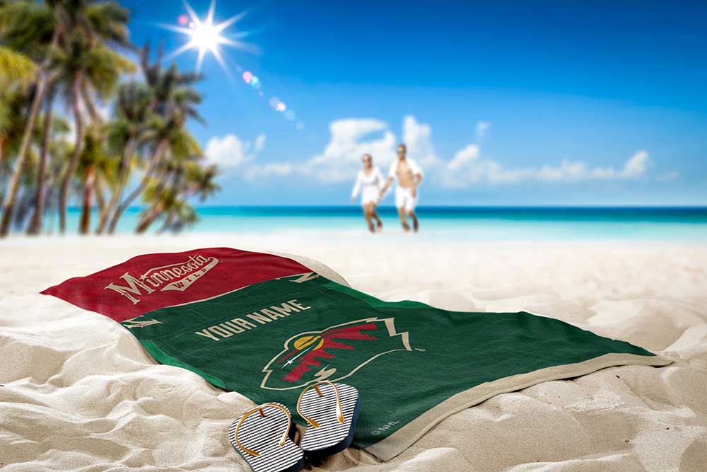NHL Minnesota Wild Personalized Beach Towel 30x60 Inches