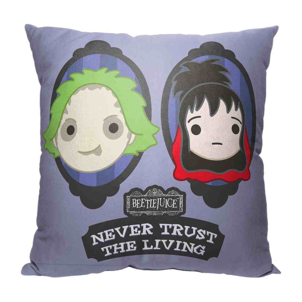 Warner Bros. Beetlejuice Never Trust The Living Throw Pillow 18x18 Inches