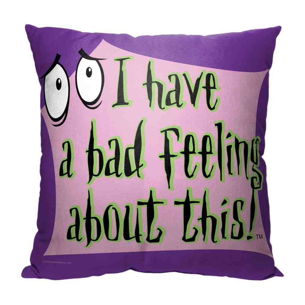Cartoon Network Courage The Cowardly Dog Bad Feeling About This Throw Pillow 18x18 Inches