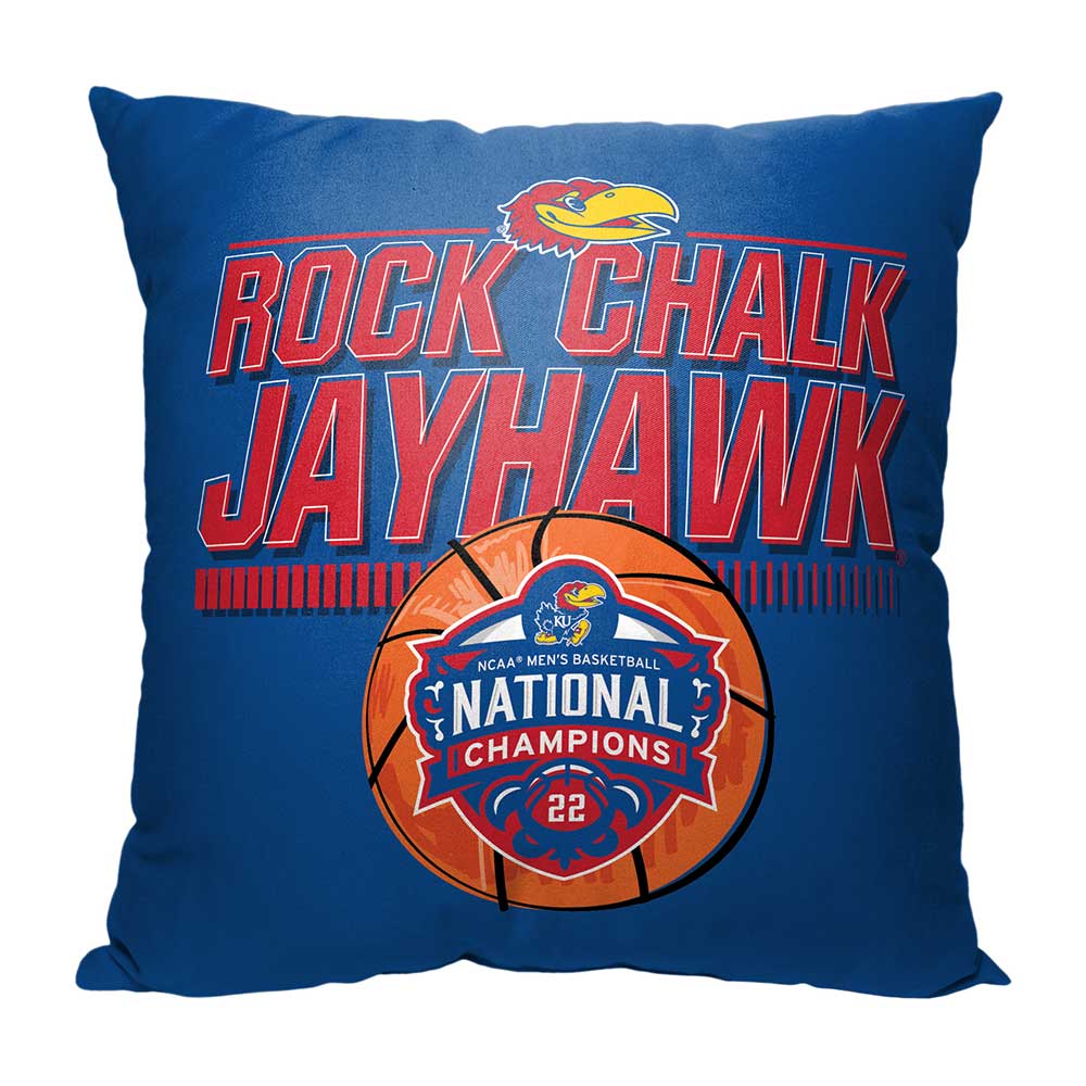 NCAA 2022 National Basketball Champions Kansas Jayhawks Throw Pillow 18x18 Inches