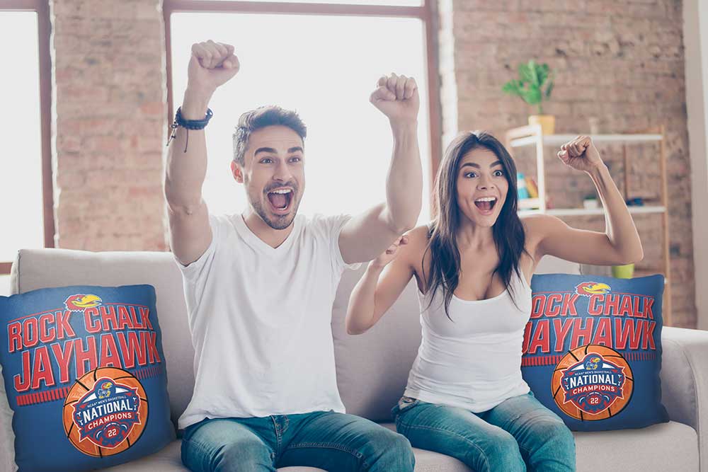 NCAA 2022 National Basketball Champions Kansas Jayhawks Throw Pillow 18x18 Inches