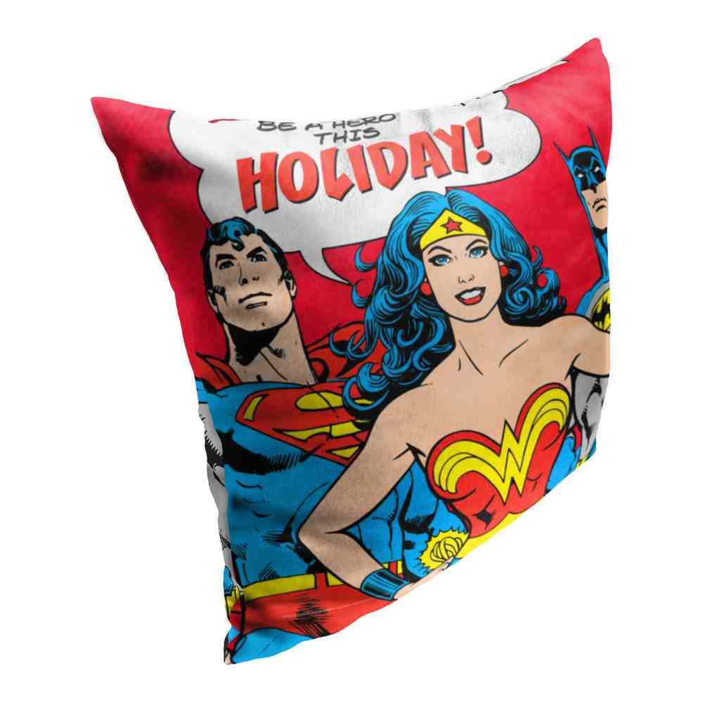 Warner Bros. Justice League Be A Holiday Hero Throw Pillow 18x18 Inches