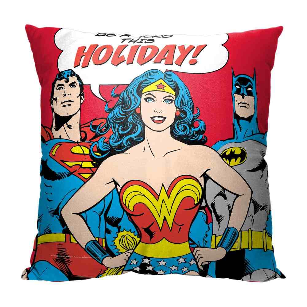 Warner Bros. Justice League Be A Holiday Hero Throw Pillow 18x18 Inches