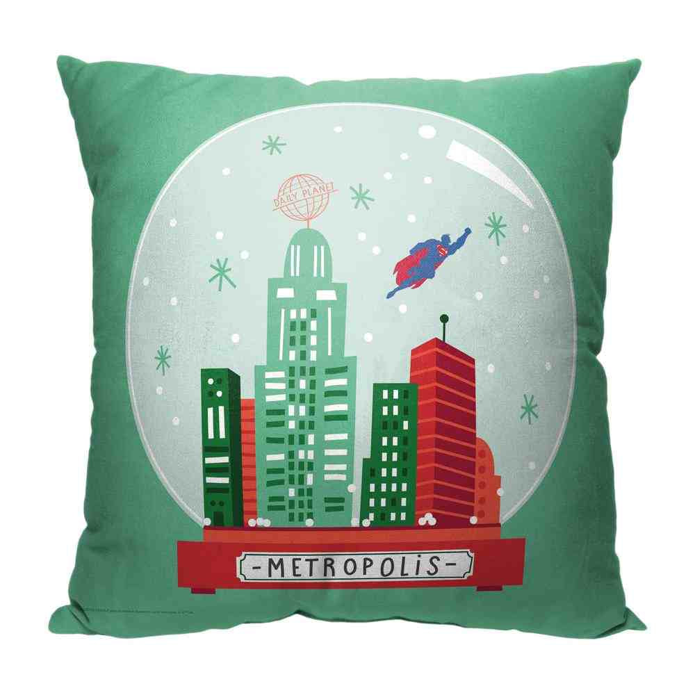 Warner Bros. Justice League Metropolis Globe Throw Pillow 18x18 Inches