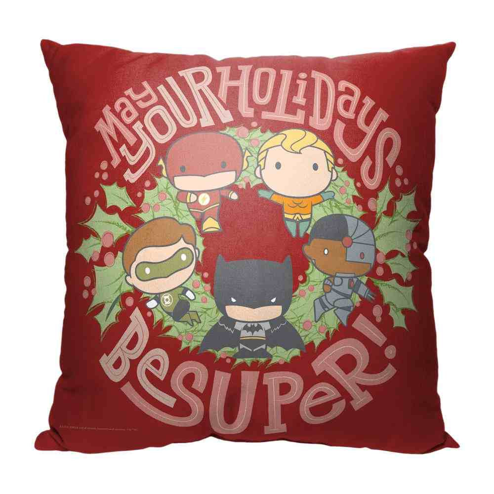 Warner Bros. Justice League Super Holidays Throw Pillow 18x18 Inches