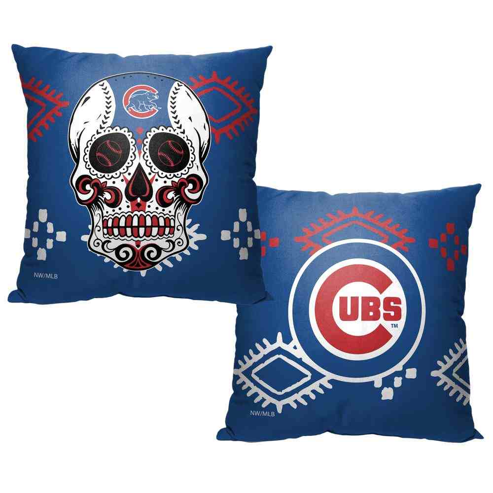 MLB Chicago Cubs Candy Skull Throw Pillow 18x18 Inches