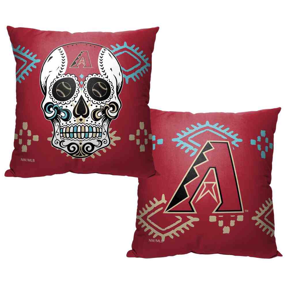 MLB Arizona Diamondbacks Candy Skull Throw Pillow 18x18 Inches
