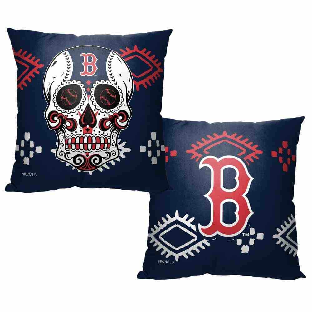 MLB Boston Red Sox Candy Skull Throw Pillow 18x18 Inches