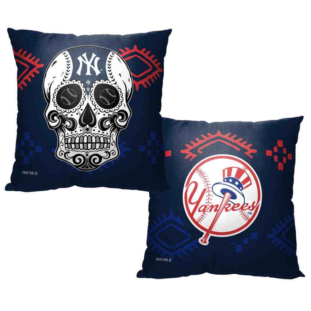 MLB New York Yankees Candy Skull Throw Pillow 18x18 Inches