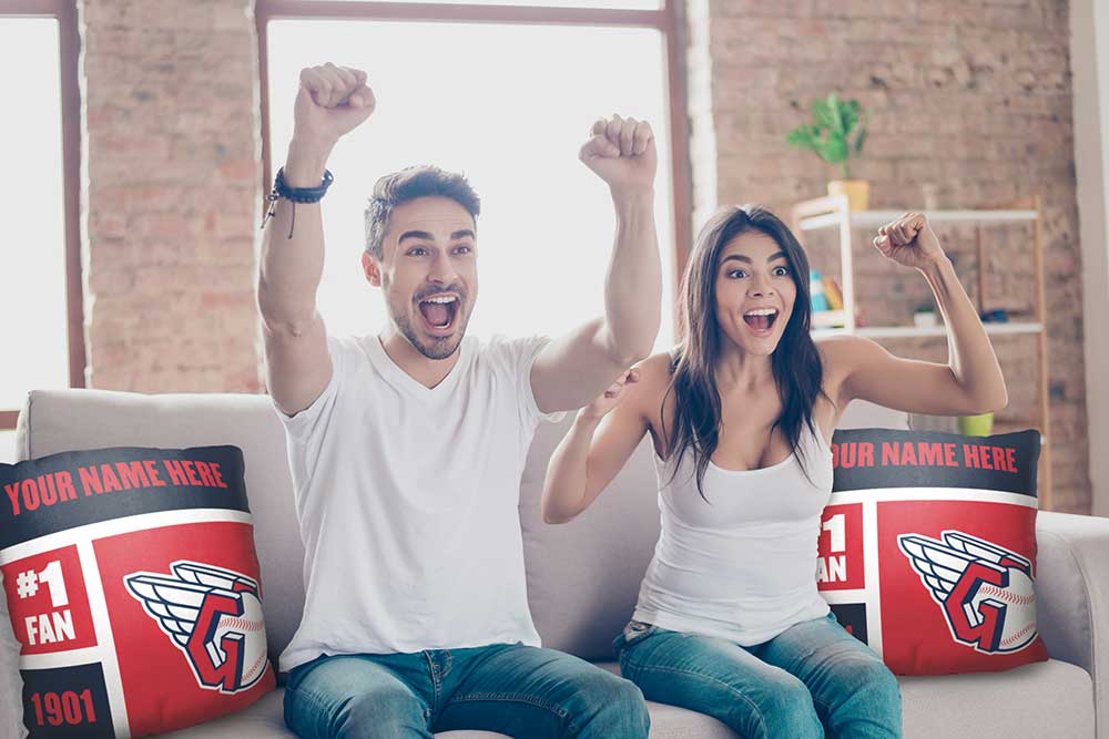 MLB Cleveland Guardians Colorblock Personalized Throw Pillow 18x18 Inches