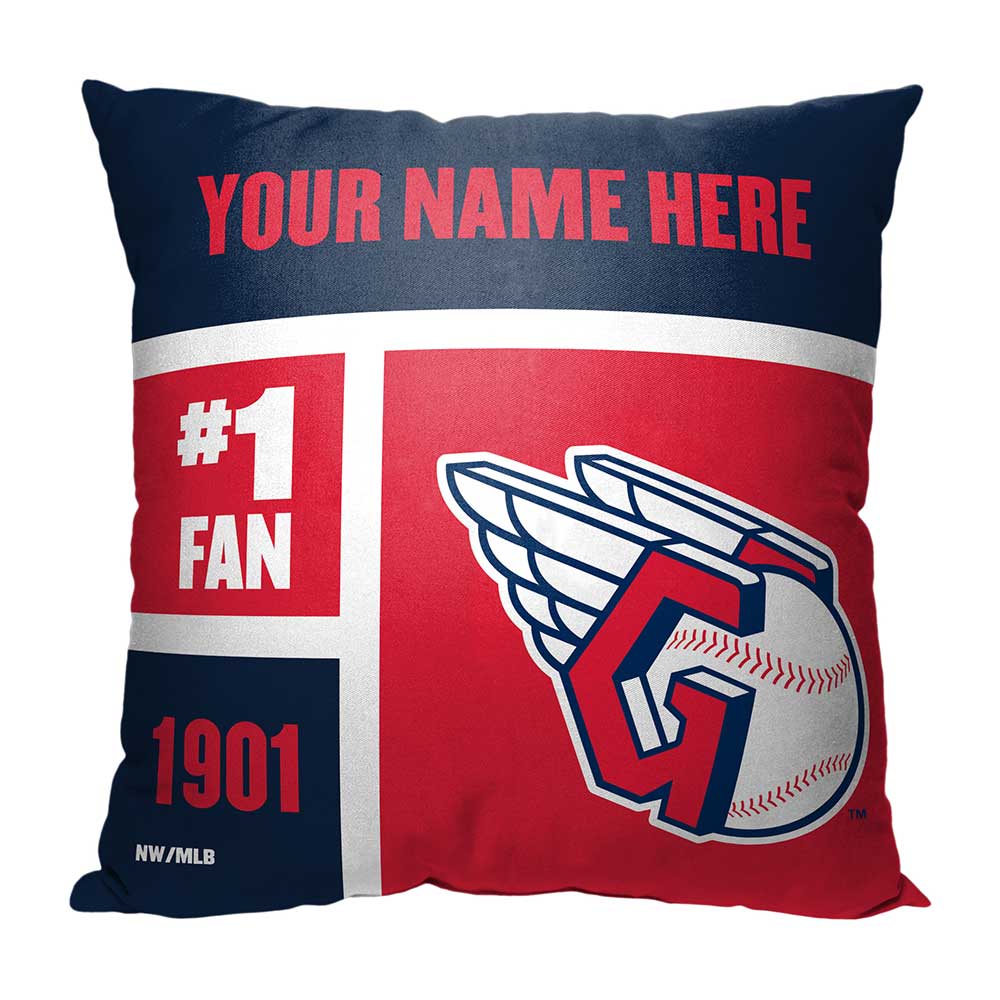 MLB Cleveland Guardians Colorblock Personalized Throw Pillow 18x18 Inches