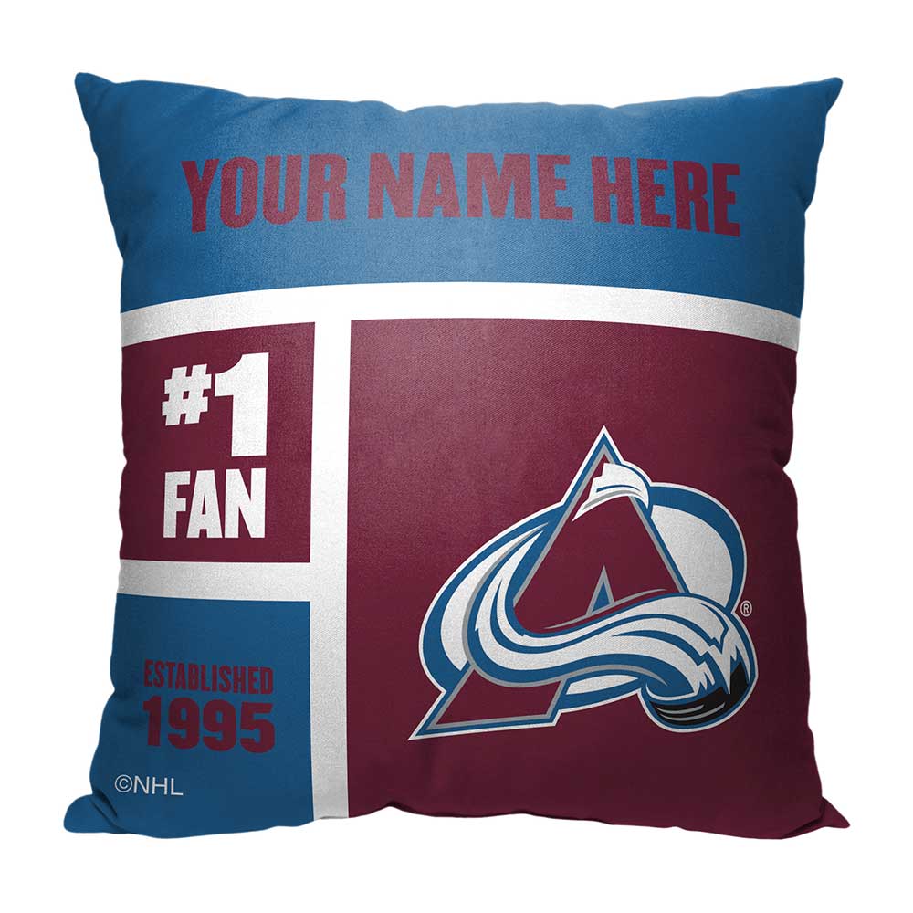 NHL Colorado Avalanche Colorblock Personalized Throw Pillow 18x18 Inches