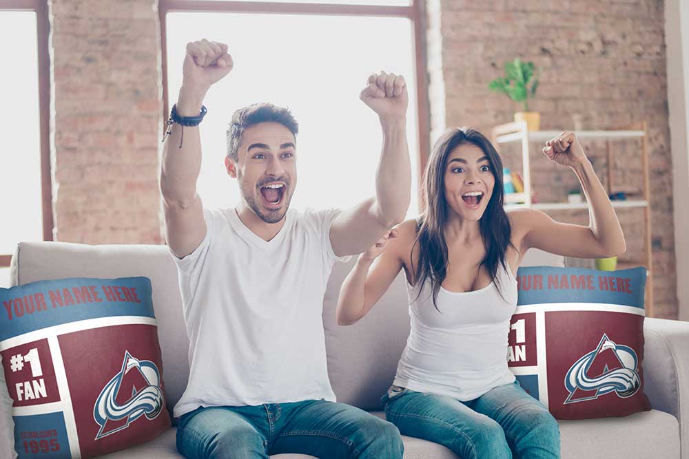 NHL Colorado Avalanche Colorblock Personalized Throw Pillow 18x18 Inches