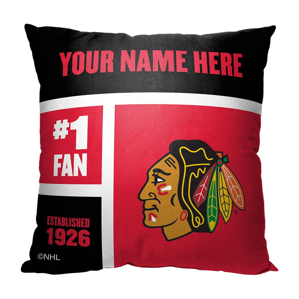 NHL Chicago Blackhawks Colorblock Personalized Throw Pillow 18x18 Inches