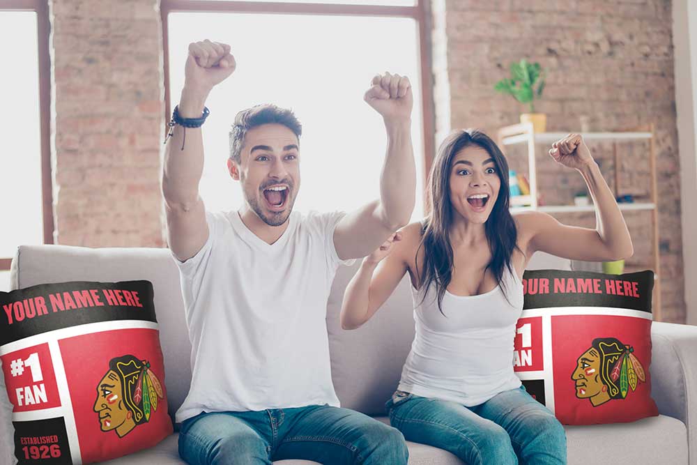 NHL Chicago Blackhawks Colorblock Personalized Throw Pillow 18x18 Inches