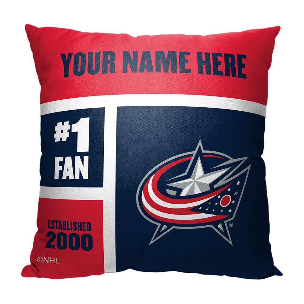 NHL Columbus Blue Jackets Colorblock Personalized Throw Pillow 18x18 Inches