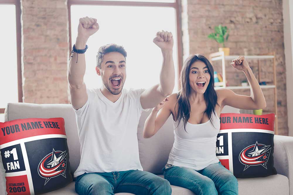 NHL Columbus Blue Jackets Colorblock Personalized Throw Pillow 18x18 Inches