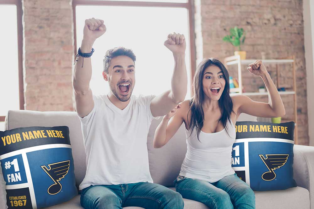 NHL St. Louis Blues Colorblock Personalized Throw Pillow 18x18 Inches