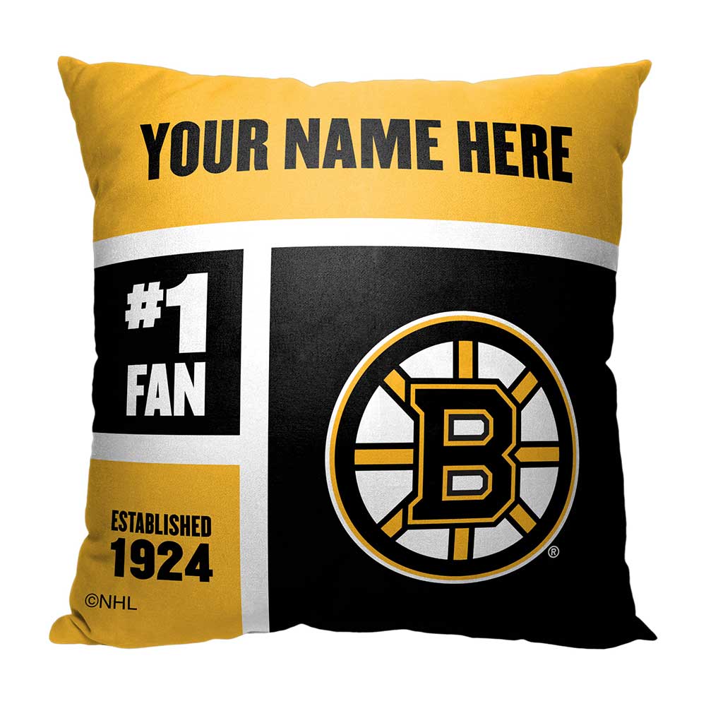 NHL Boston Bruins Colorblock Personalized Throw Pillow 18x18 Inches