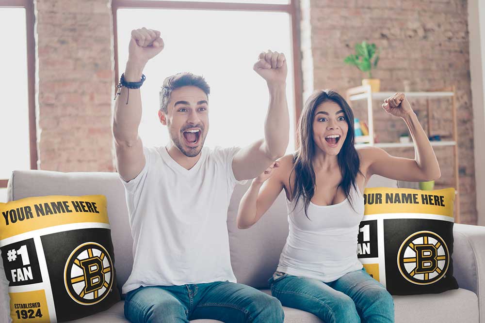 NHL Boston Bruins Colorblock Personalized Throw Pillow 18x18 Inches