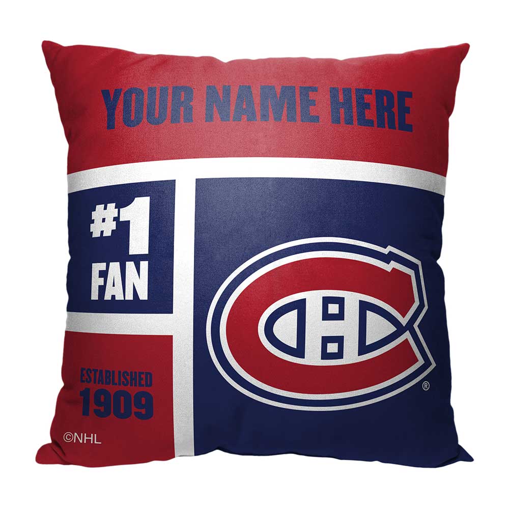 NHL Montreal Canadiens Colorblock Personalized Throw Pillow 18x18 Inches