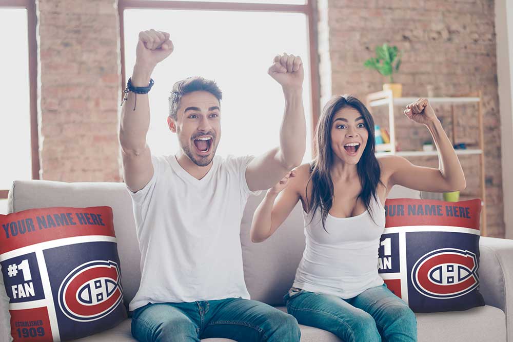 NHL Montreal Canadiens Colorblock Personalized Throw Pillow 18x18 Inches