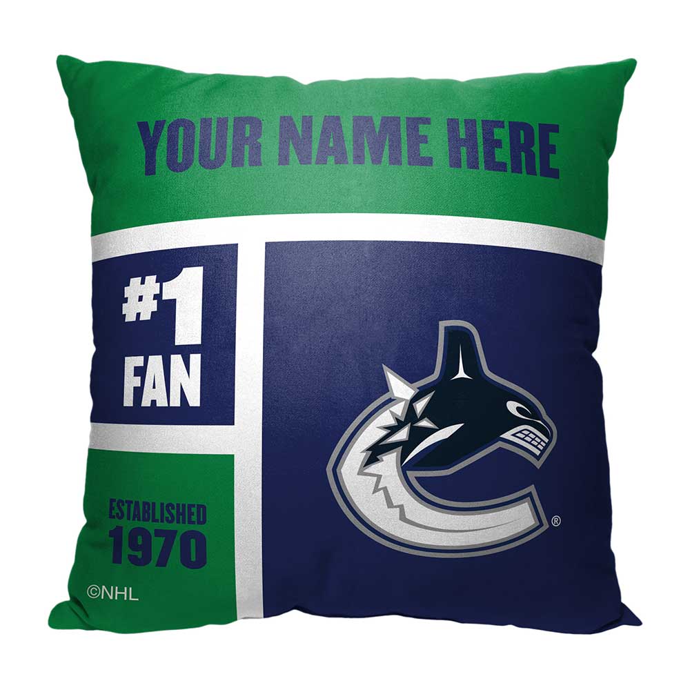 NHL Vancouver Canucks Colorblock Personalized Throw Pillow 18x18 Inches
