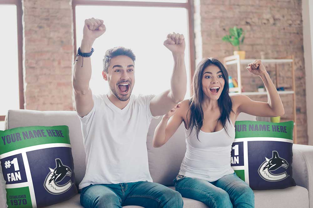 NHL Vancouver Canucks Colorblock Personalized Throw Pillow 18x18 Inches