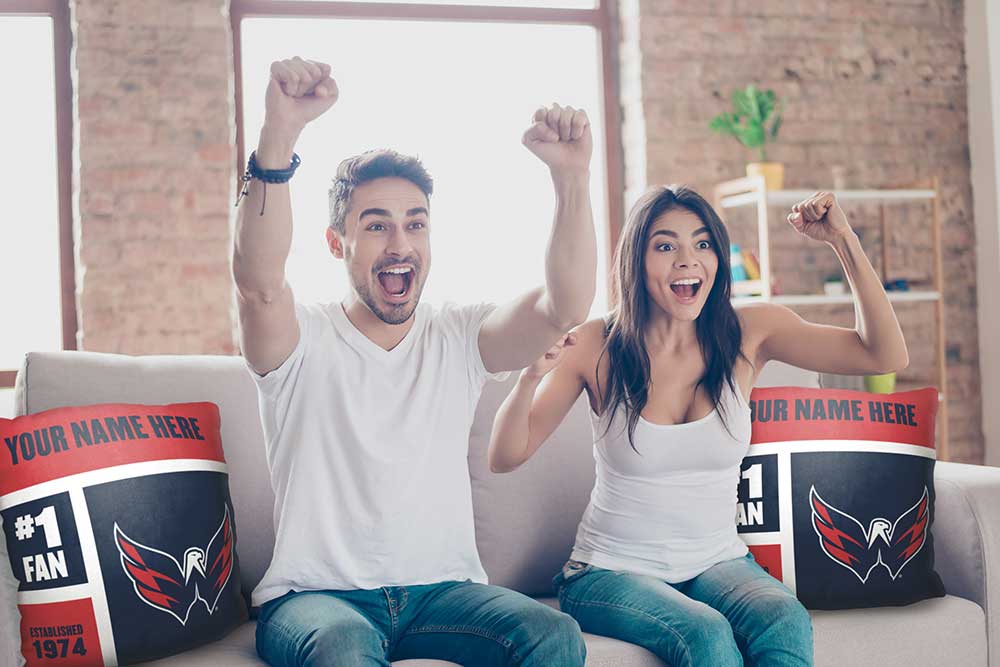 NHL Washington Capitals Colorblock Personalized Throw Pillow 18x18 Inches