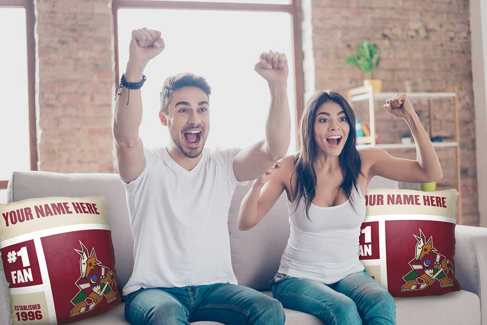 NHL Arizona Coyotes Colorblock Personalized Throw Pillow 18x18 Inches